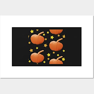 Pumpkins and Stars Tile (Maroon) Posters and Art